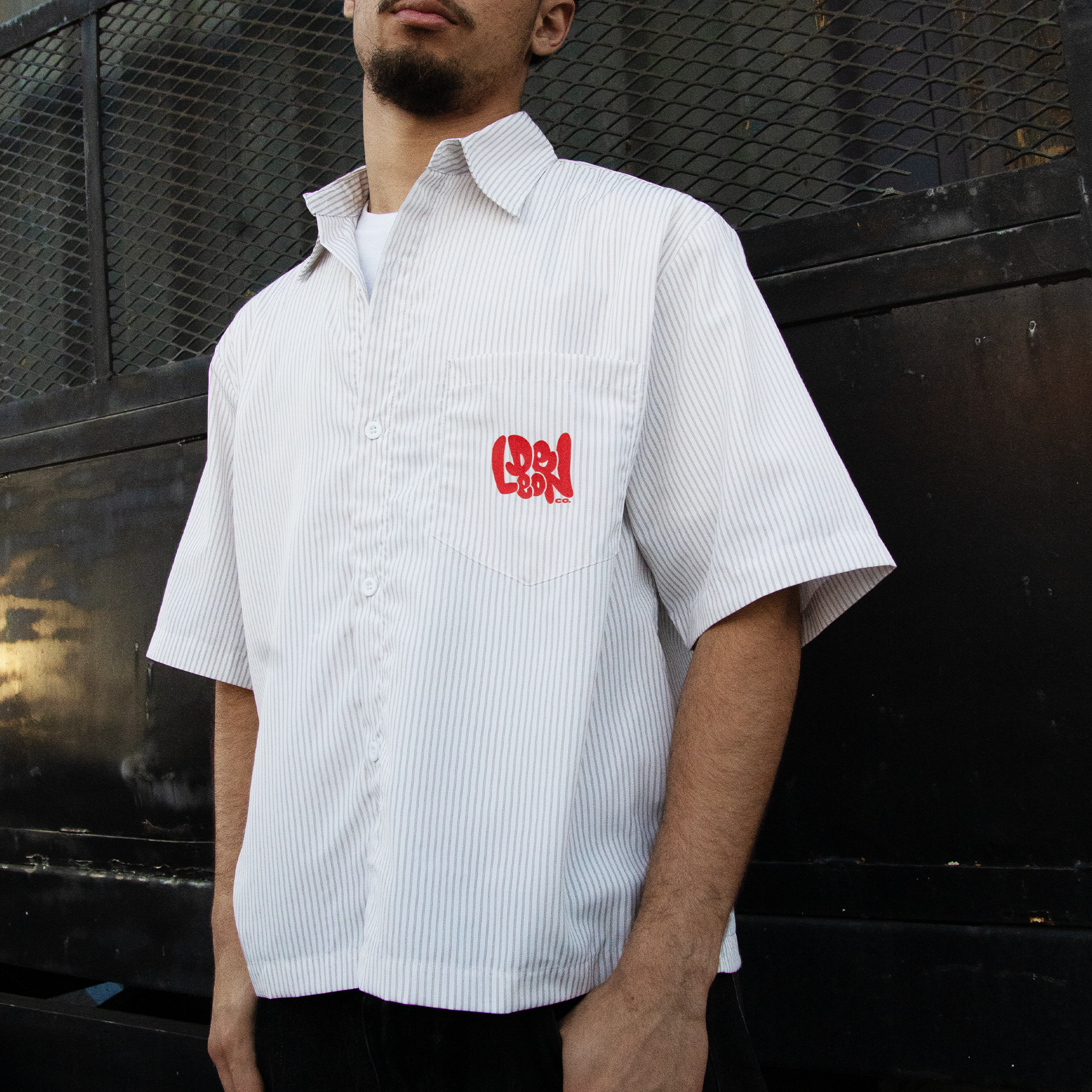 Brown Weird Dog Stripe Boxy Shirt