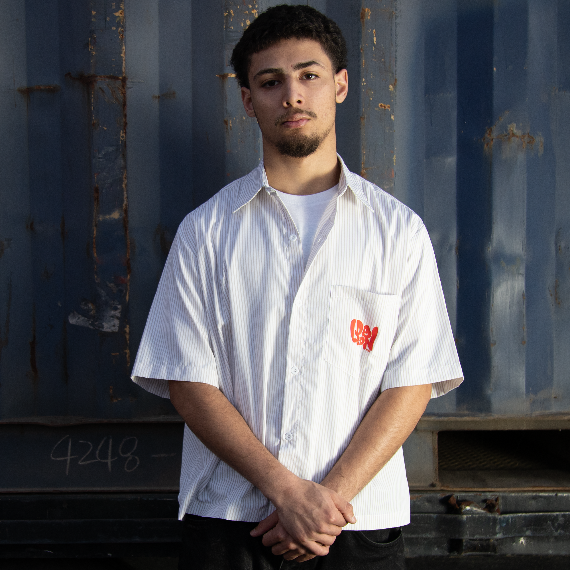 Skull Bear Stripe Boxy Shirt