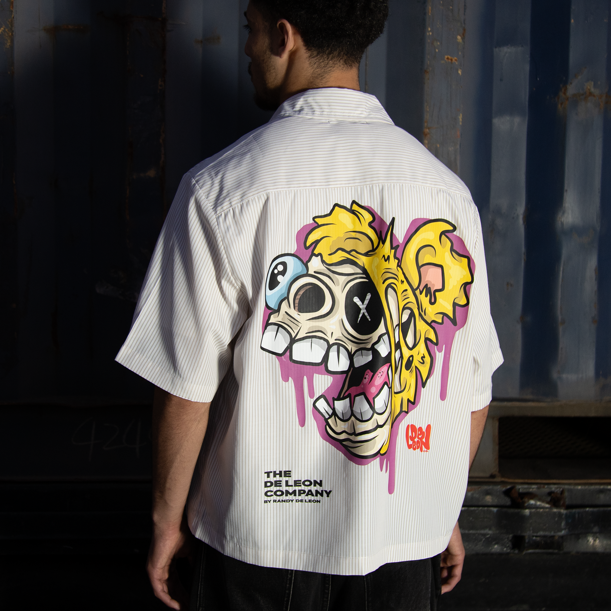 Skull Bear Stripe Boxy Shirt